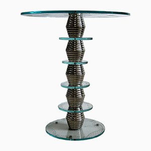 Table d'Appoint en Verre et en Chrome, Italie, 1948