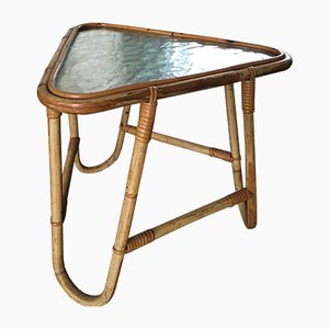 Vintage Rattan and Glass Side Table from Rohé Noordwolde, 1950s