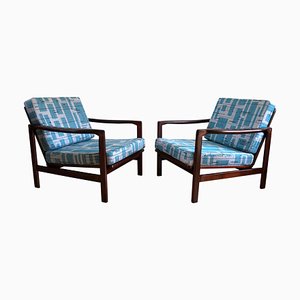 Fauteuils Jacquard Modèle B-7752 Bleus par Zenon Bączyk, Pologne, années 60, Set de 2