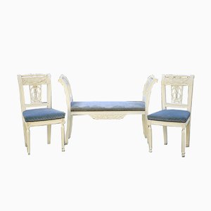 Set of Antique French Bench and Chairs