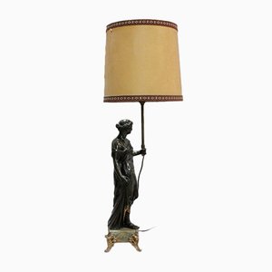 Antique Bronze Lamp Mounted on a Woman, 1900s