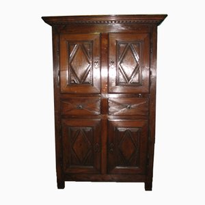 Small Antique Louis XIII Oak and Cherry Wood Wardrobe