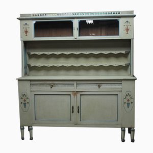 Vintage Grey and Blue Wood Cabinet