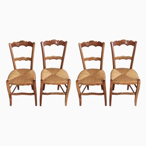 Antique Birch Dining Chairs, Set of 4