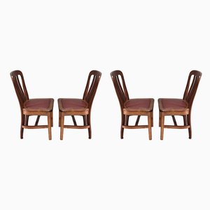 Vintage Solid Oak Dining Chairs, Set of 4
