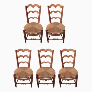 Antike Esszimmerstühle aus Kirschholz, 5 . Set