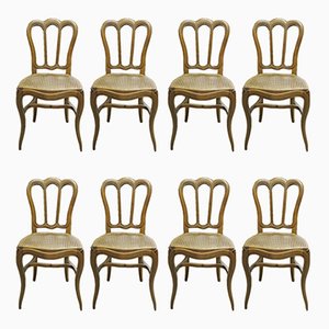 Antique Louis Philippe Oak Dining Chairs, Set of 8