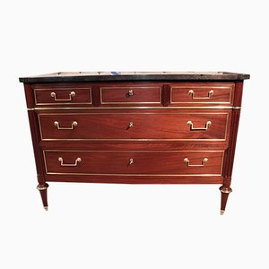 Antique Mahogany Veneer and Black Marble Dresser