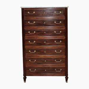 Comò antico in mogano e marmo bianco