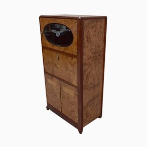 Vintage Thuya Burl Veneer Tall Cabinet