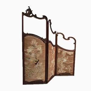 Antique Louis XV Style Walnut and Glass Screen