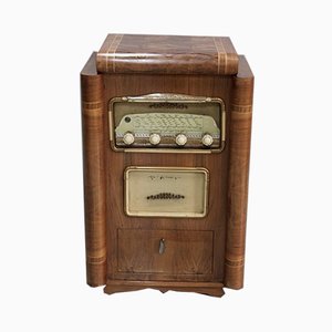 Vintage Radio-Plattenspieler aus Nussholz