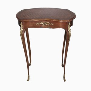 Consolle antica in palissandro e mogano intarsiato