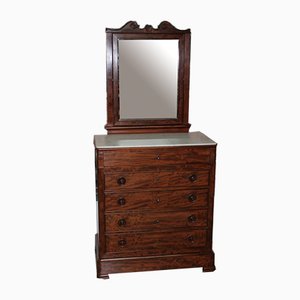 Antique Mahogany and White Marble Dresser