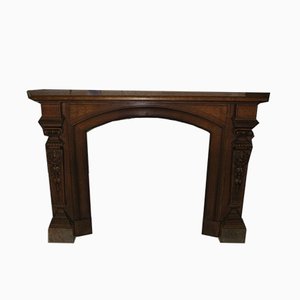 Vintage Oak Fireplace Mantel, 1920s