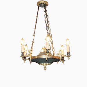 Antique Empire Bronze and Metal Ceiling Lamp