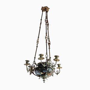 Lámpara de araña estilo Napoleón III antigua de latón