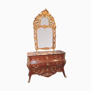 Espejo estilo Louis XV vintage de madera dorada