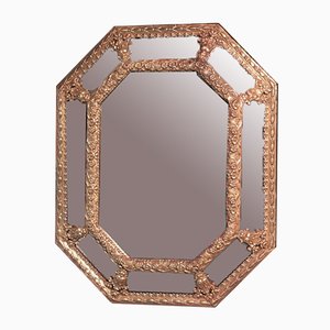 Octagonal Antique Embossed Brass Mirror