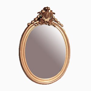 Oval Antique Giltwood-Framed Mirror