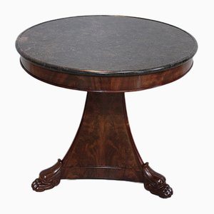 Antique Empire Mahogany and Marble Side Table