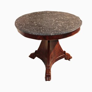 19th Century Mahogany Burr Veneer and Marble Side Table