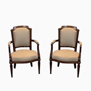 Antike Mahagoni Sessel im Louis XVI Stil, 2er Set