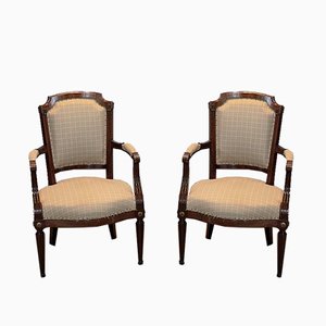 Fauteuils Style Louis XVI Anciens en Acajou, Set de 2