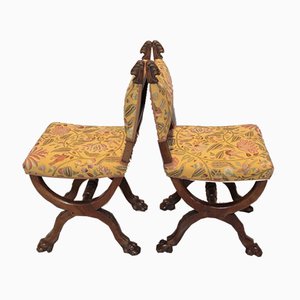 Ensemble Canapé et Chaises Style Renaissance Antique en Noyer, Set de 3
