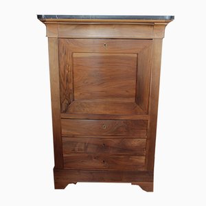 Secretaire antico restaurato in noce e marmo nero