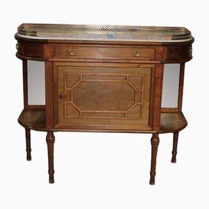 Vintage Louis XVI Style Walnut, Marble, and Brass Side Table