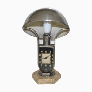Lampada da tavolo con orologio di Mofem, Ungheria, anni '30