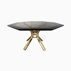 Mesa de comedor octagonal lacada en negro de Pierre Cardin, años 80