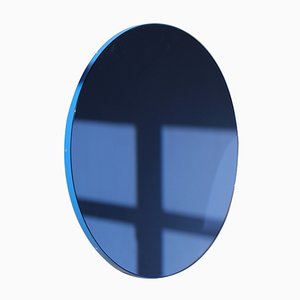 Small Blue Tinted Orbis Round Wall Mirror with Blue Frame by Alguacil & Perkoff Ltd