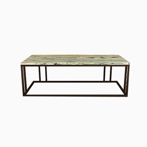 Table Brass Finish and Marble Elio Coffee by Casa Botelho