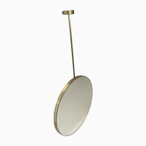 Brushed Brass Frame Orbis Round Double Sided Suspended Bathroom Mirror from Alguacil & Perkoff Ltd