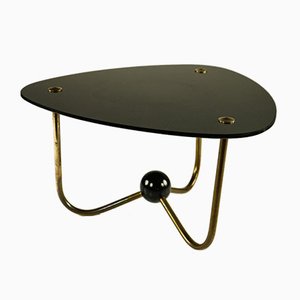 Vintage Art Deco Style Brass and Glass Side Table, 1950s