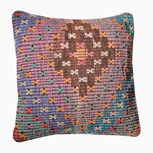 Multicolored Embroidered Wool Boho Kilim Pillow Cover by Zencef Contemporary