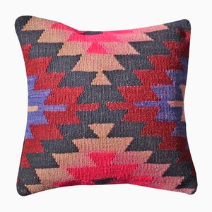 Pink & Black Eclectic Kilim Cushion Cover by Zencef Contemporary