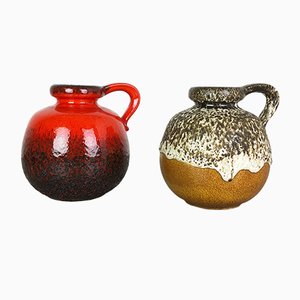 Vases Fat Lava 484-21 Vintage de Scheurich, années 70, Set de 2