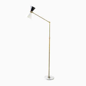 Black and White Brass Floor Lamp from Lumi, 1954