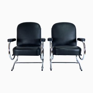 Fauteuils en Acier Tubulaire Courbé, années 50, Set de 2