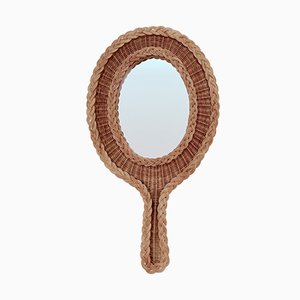 French Rattan Mirror, 1950s