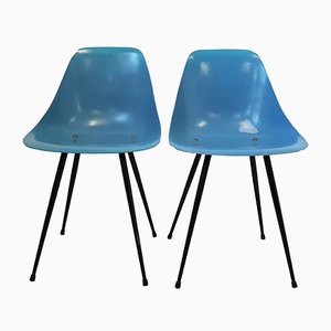 Mid-Century French Steel and Fiberglass Side Chairs by René Jean Caillette, 1950s, Set of 2