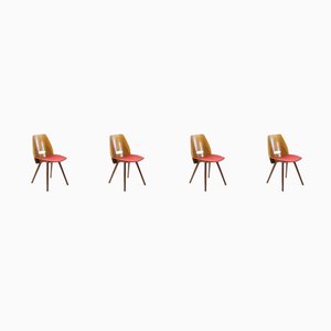 Walnut Veneer Dining Chairs by František Jirák for Tatra, 1960s, Set of 4