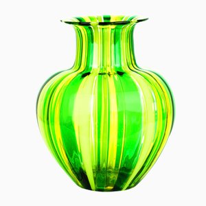 Grün-gelbe Vase aus geblasenem Muranoglas von Urban für Made Murano Glas, 2019