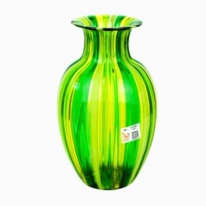 Vase en Verre de Murano Soufflé Vert et Jaune par Urban pour Made Murano Glass, 2019