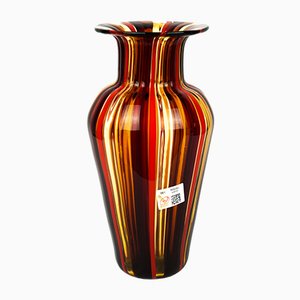 Vase aus geblasenem Muranoglas in Rot & Bernsteingelb von Urban für Made Murano Glas, 2019