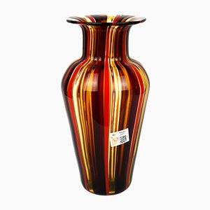 Vaso in vetro di Murano soffiato rosso e ambrato di Urban per Made Murano Glass, 2019