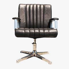 Black Leather Swivel Executive Chair by Osvaldo Borsani for Tecno, 1968